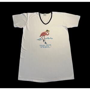 Emerson Street Women's Cotton Nightshirt 'Take Me to the Beach' Theme Flamingo L